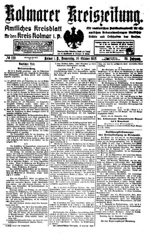 Kolmarer Kreiszeitung vom 10.10.1918