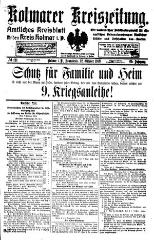 Kolmarer Kreiszeitung vom 12.10.1918