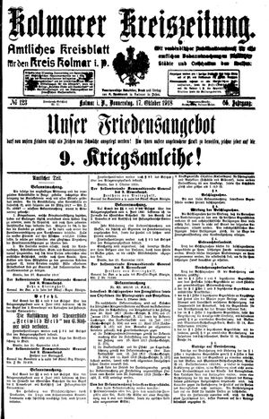 Kolmarer Kreiszeitung vom 17.10.1918
