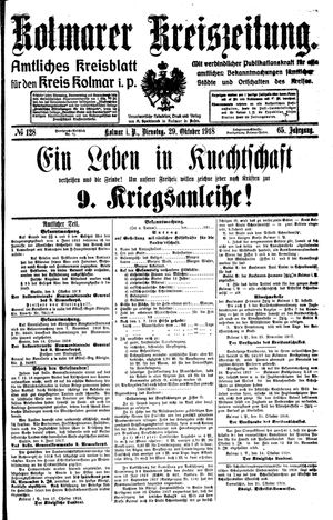 Kolmarer Kreiszeitung vom 29.10.1918