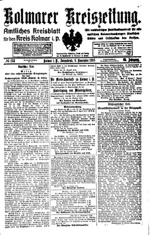 Kolmarer Kreiszeitung vom 09.11.1918