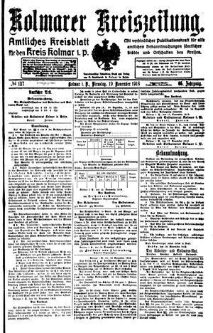 Kolmarer Kreiszeitung vom 19.11.1918