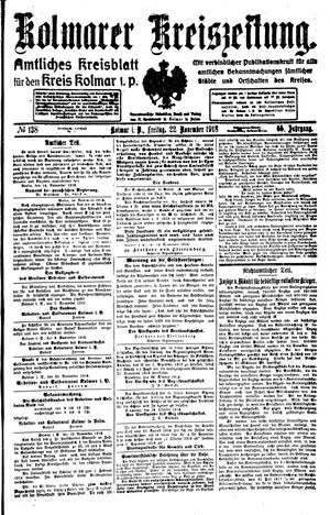 Kolmarer Kreiszeitung vom 22.11.1918