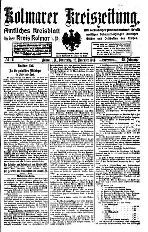 Kolmarer Kreiszeitung vom 28.11.1918