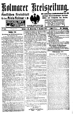 Kolmarer Kreiszeitung on Dec 5, 1918