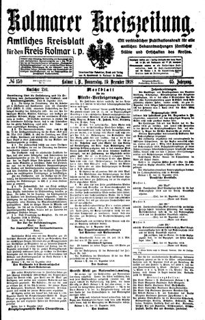 Kolmarer Kreiszeitung vom 19.12.1918