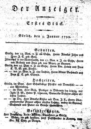 Der Anzeiger vom 03.01.1799