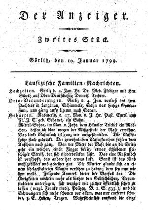 Der Anzeiger on Jan 10, 1799