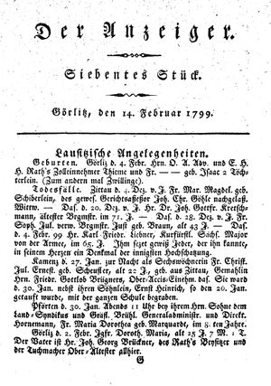 Der Anzeiger vom 14.02.1799