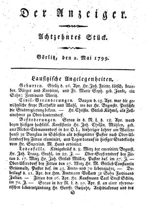 Der Anzeiger vom 02.05.1799