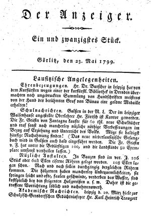 Der Anzeiger vom 23.05.1799