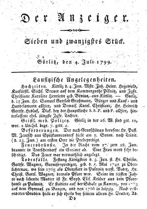 Der Anzeiger vom 04.07.1799