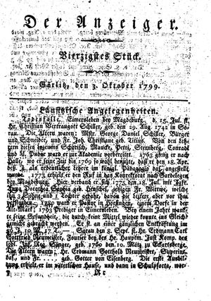 Der Anzeiger vom 03.10.1799