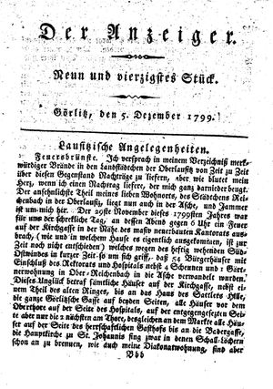 Der Anzeiger vom 05.12.1799