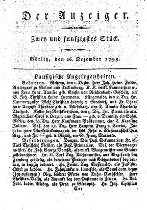 Der Anzeiger vom 26.12.1799