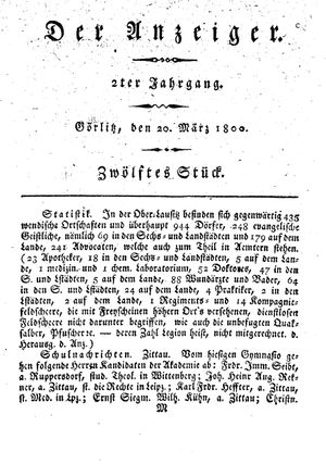 Der Anzeiger on Mar 20, 1800