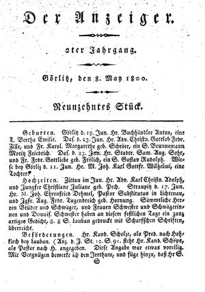 Der Anzeiger on May 8, 1800