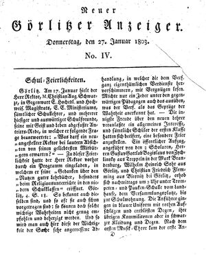 Neuer Görlitzer Anzeiger on Jan 27, 1803