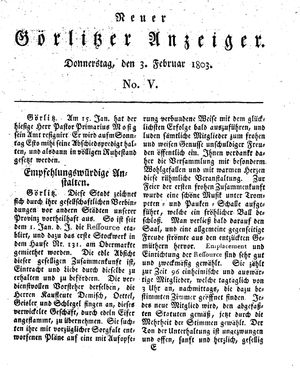 Neuer Görlitzer Anzeiger vom 03.02.1803