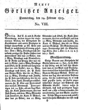 Neuer Görlitzer Anzeiger vom 24.02.1803