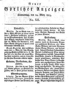 Neuer Görlitzer Anzeiger vom 24.03.1803