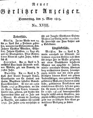 Neuer Görlitzer Anzeiger vom 05.05.1803