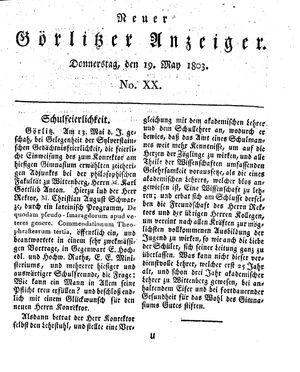 Neuer Görlitzer Anzeiger vom 19.05.1803