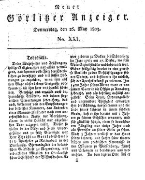 Neuer Görlitzer Anzeiger vom 26.05.1803