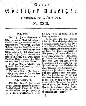 Neuer Görlitzer Anzeiger vom 09.06.1803