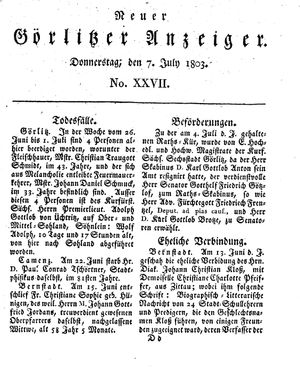 Neuer Görlitzer Anzeiger vom 07.07.1803