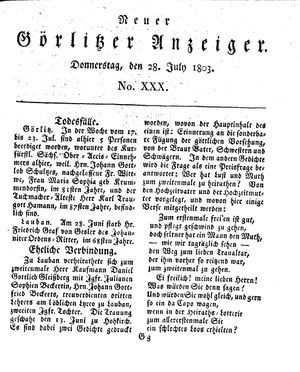 Neuer Görlitzer Anzeiger on Jul 28, 1803