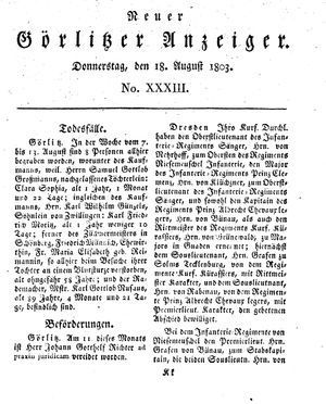 Neuer Görlitzer Anzeiger vom 18.08.1803
