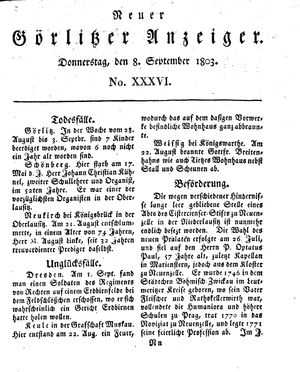 Neuer Görlitzer Anzeiger on Sep 8, 1803