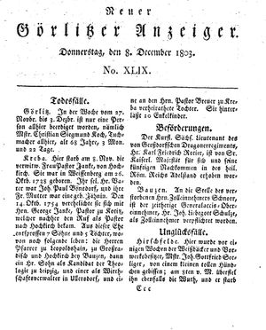 Neuer Görlitzer Anzeiger vom 08.12.1803