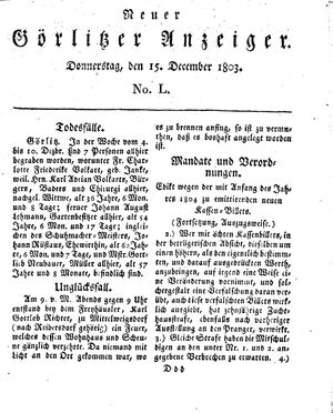 Neuer Görlitzer Anzeiger vom 15.12.1803