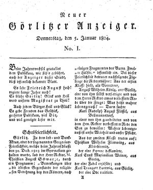 Neuer Görlitzer Anzeiger on Jan 5, 1804