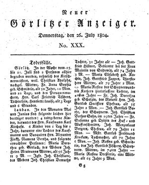 Neuer Görlitzer Anzeiger vom 26.07.1804