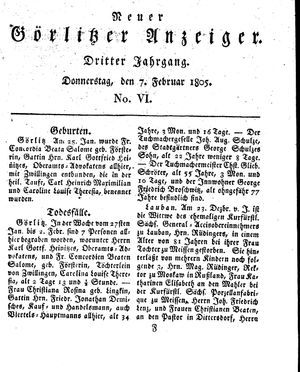 Neuer Görlitzer Anzeiger vom 07.02.1805