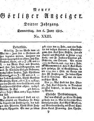 Neuer Görlitzer Anzeiger vom 06.06.1805