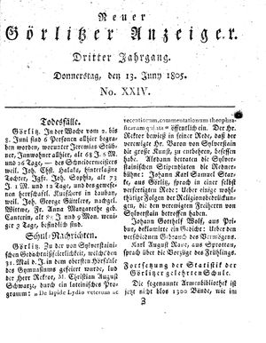 Neuer Görlitzer Anzeiger vom 13.06.1805