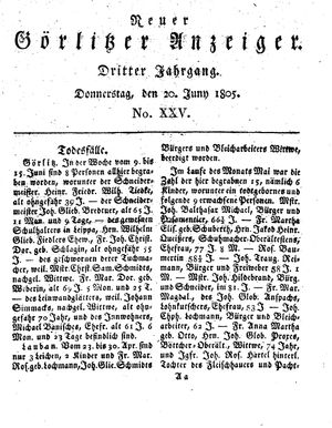 Neuer Görlitzer Anzeiger vom 20.06.1805