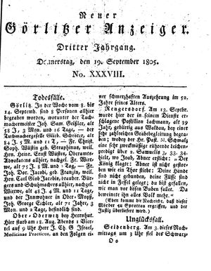 Neuer Görlitzer Anzeiger vom 19.09.1805