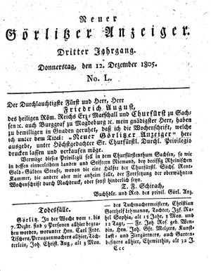 Neuer Görlitzer Anzeiger vom 12.12.1805