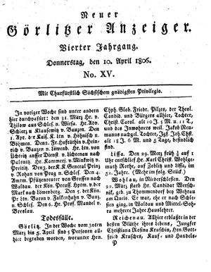 Neuer Görlitzer Anzeiger vom 10.04.1806