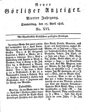 Neuer Görlitzer Anzeiger on Apr 17, 1806