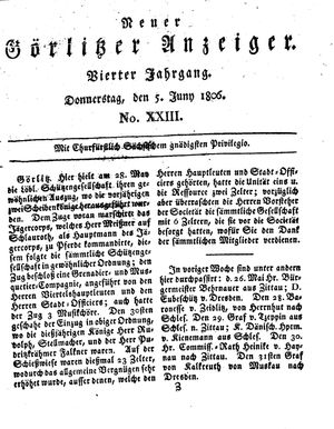 Neuer Görlitzer Anzeiger vom 05.06.1806