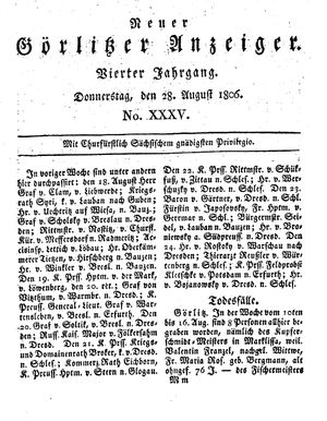 Neuer Görlitzer Anzeiger on Aug 28, 1806