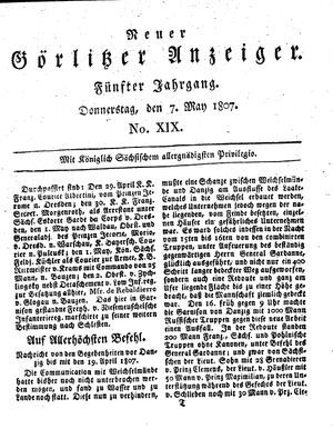 Neuer Görlitzer Anzeiger vom 07.05.1807