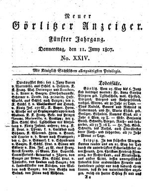 Neuer Görlitzer Anzeiger vom 11.06.1807