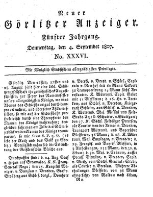 Neuer Görlitzer Anzeiger on Sep 4, 1807